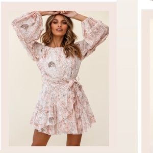 Selfi Leslie - Long Sleeve Waist Tie Dress Floral